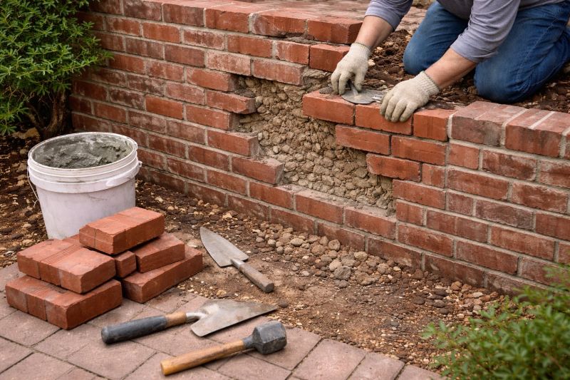 Brick Retaining Wall Repair in Columbus, GA